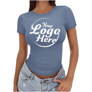 Camisetas Básicas de Manga Corta para Mujer con Estampado Tie Dye, Corte Ajustado, Cuello Redondo, Suaves, Estilo Crop Top, Ropa de Verano para Gimnasio y Moda - Product Image 1