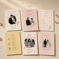 Suite de papeterie de mariage dessinée à la main, cartes personnalisées en papier photo pour les invitations Save the Date, RSVP et remerciements