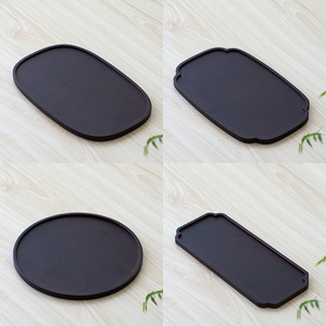 Ensemble de plateaux à thé ovales et rectangulaires noirs pour le service du thé, des fruits secs, du pain, style simple - Product Image 1