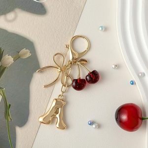 Porte-clés en métal à lettres bulles et cerises rouges et roses, best-seller transfrontalier, pour pendentif de sac femme, vente en gros - Product Image 2