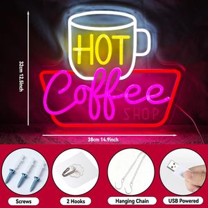 Hot Coffee Letreros Neon LED dimmable USB powered ambient <b>light</b> store <b>window</b> decoration <b>light</b> street indicator <b>light</b> Customized - Product Image 1
