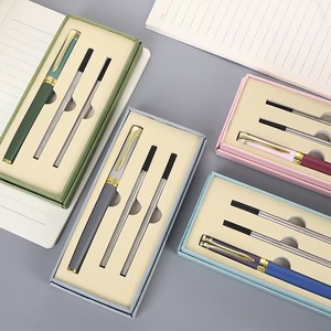 قلم أخضر مخصص مع شعار، قلم دوار موراندي 2025 مع علبة هدايا - Product Image 4