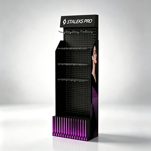 Custom <b>Printed</b> Metal Display <b>Rack</b> Metal Floor Beauty Product Pegboard Display Stand - Product Image 1