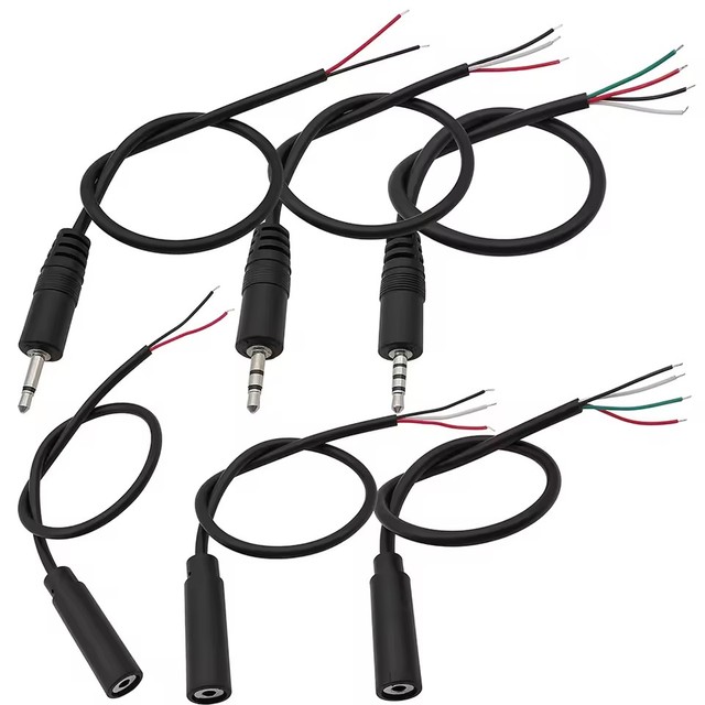 2.5mm 2/3/4 Pole Wire Male Female Plug Jack Audio Cable Mono Stereo Aux Connector Headphone Extension DIY Repair