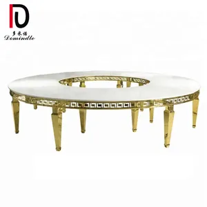 工厂批发 MDF 顶级金色不锈钢半圆婚礼餐桌