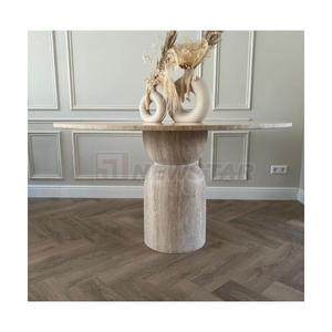 Mesa de comedor de travertino de diseño nórdico moderno Newstar, mesas de centro de mármol para sala de estar, mesa auxiliar para uso en el suelo del Hotel - Product Image 1