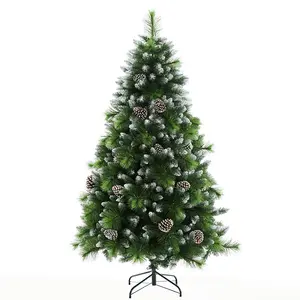 Factory Wholesale Spray White Christmas Tree with Lights Mixed Christmas Tree Pine Needles Pine Cones Luxury Christmas Tree