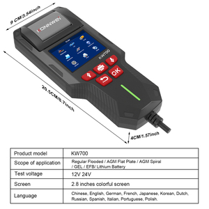 2025 <span class=keywords><strong>Top</strong></span> New konnwei kw700 nhà máy trực tiếp 12V 24V pin Tester cho cơ khí và tự động sửa chữa cửa hàng được xây dựng với máy in - Product Image 5