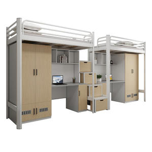 Eco-Friendly Dormitory <strong>Queen</strong> <strong>Size</strong> Good Quality Loft <strong>Bed</strong> Hostel Adult Metal <strong>Bunk</strong> <strong>Beds</strong> with Stairs for School Use - Product Image 1