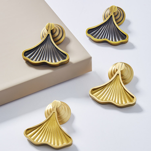 Maniglia in ottone Ginkgo, stile retrò cinese, per armadio, cassettiera, comò, <span class=keywords><strong>cucina</strong></span>, in bronzo, moderna, semplice, dorata, media, anticata - Product Image 3