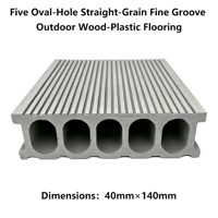 Revêtement de terrasse composite WPC imperméable à clipser, à trous ovales lisses, pour jardin extérieur, patio, revêtement de sol bois-plastique à grain droit fin