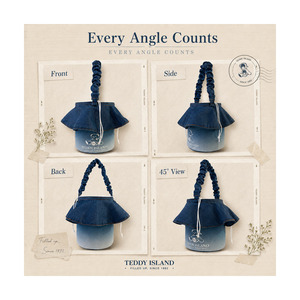 Borsa per il Trucco Teddy Island in Denim Sfumato con Manico Arricciato e Coulisse, <span class=keywords><strong>Organizer</strong></span> Cosmetico per Viaggi e Uso Quotidiano - Product Image 5