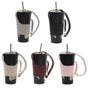 Porte-bouteille d'eau avec sangle, sacoche en cuir PU, housse de protection pour tasse, pochette portable pour bouteille d'eau, housse pour tasse à café - Product Image 2