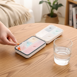 Boîte de rangement pour médicaments portable, pliable, magnétique, anti-rayures, en plastique, avec 8 compartiments - Product Image 3