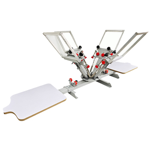 Screen Printing Equipment 4 Color 2 Station Silk Screen Printing Press Machine