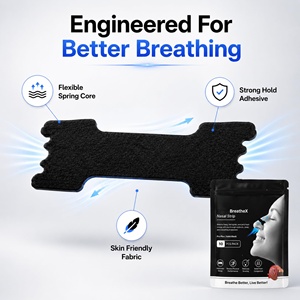 Tiras Nasales Magnéticas Anti Ronquidos con Logotipo Personalizado, Dilatador Nasal Negro, Tiras Nasales Deportivas Resistentes al Sudor - Product Image 2