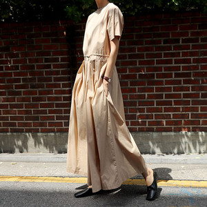 Vente en gros Nouveauté Été 2026 Combinaison-pantalon pour <span class=keywords><strong>femme</strong></span> à jambes larges, ample, <span class=keywords><strong>grande</strong></span> <span class=keywords><strong>taille</strong></span>, décontractée, à manches courtes, en <span class=keywords><strong>lin</strong></span> tendance - Product Image 4