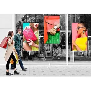 Papan Reklame Digital Semi-outdoor 43 49 55 65 Inci Bezel Ultra Tipis Layar Peraga Iklan LCD Android Kecerahan Tinggi