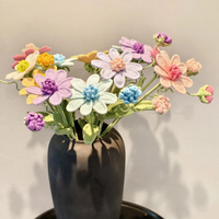 Planta Artificial de Cosmos Tejida a Crochet, Decoración Boho para el Hogar, Regalo de Graduación para Ella, Adorno para Mesa de Boda