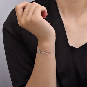 Star Pattern <b>Copper</b> Alloy <b>Bracelet</b> With Crystal Inlay Adjustable For Everyday Wear - Product Image 5