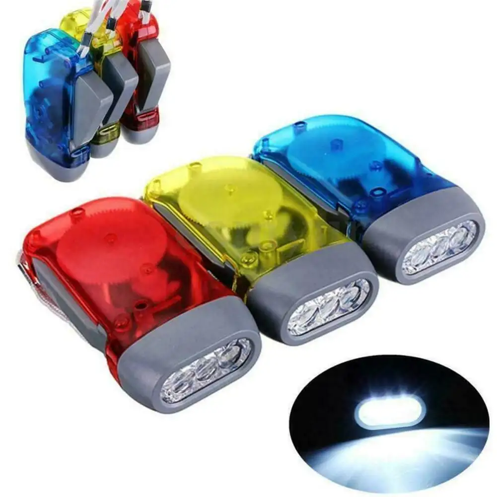 3 LED Hand Pressing Dynamo Flashlight Crank Power Wind Up Torch Light Camp Lamp Dynamo lamp