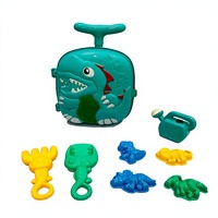Ensemble de jouets de plage pour enfants sur le thème des animaux en plastique avec valise à roulettes, kit de jeu de sable avec outils et moules pour les enfants de 2 à 7 ans