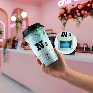 Vaso de Papel Desechable Personalizado con Logotipo para Té de Burbujas Boba, Caja Misteriosa Sorpresa con Compartimento para Regalo en la Parte Inferior - Product Image 1