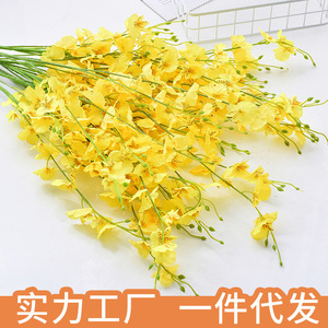 Orchidée jaune à cinq branches, fleur artificielle, 97 cm de haut, fleur en soie de simulation, bouquet de décoration pour mariage et maison - Product Image 3