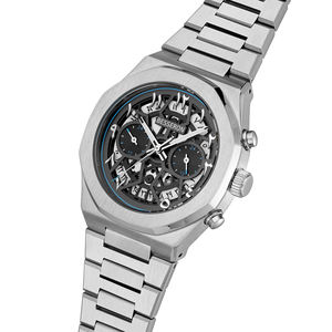 Reloj de Pulsera de Cuarzo Cronógrafo de Lujo con Esqueleto, Correa de Acero Inoxidable y Cierre de Mariposa Único, Resistente al Agua 5ATM para Uso Diario - Product Image 3