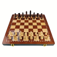 Boîte d'échecs internationale en bois de luxe pour enfants-Cadeau de jeu de puzzle écologique pliable