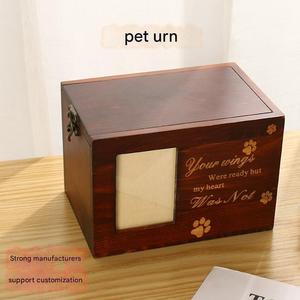 Fotoğraf çerçevesi ile katı ahşap Pet anıt Urn-özel kazınmış köpek kedi külleri sake sake kutusu, el işi Pet kremasyon Urn - Product Image 3