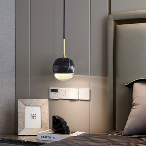 Simple petit lustre bar salle à manger verre de chevet boule ronde suspension en marbre - Product Image 4