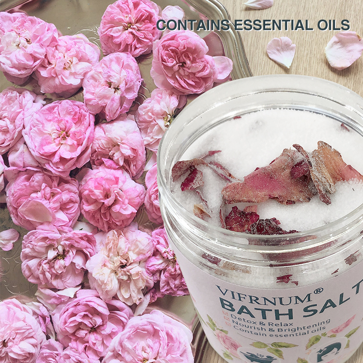 Фирменная кристаллическая соль для ванны с витамином c, органические соли для ванны с розой и сухим цветком