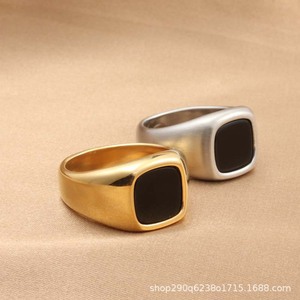 Men's Geometric <b>Titanium</b> Steel <b>Ring</b> <b>Black</b> Glass Bezel Setting Gift Jewelry - Product Image 5