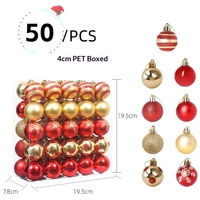 50 pièces de boules de Noël incassables de 6 cm pour décorations suspendues (assortiment rouge et or, imprimées en sérigraphie)