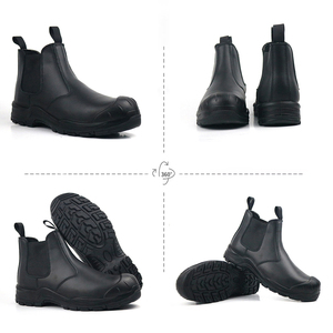 Bottes de sécurité <span class=keywords><strong>Chelsea</strong></span> noires à enfiler avec embout en acier et protection anti-perforation, chaussures de travail professionnelles pour hommes, vente en gros - Product Image 2