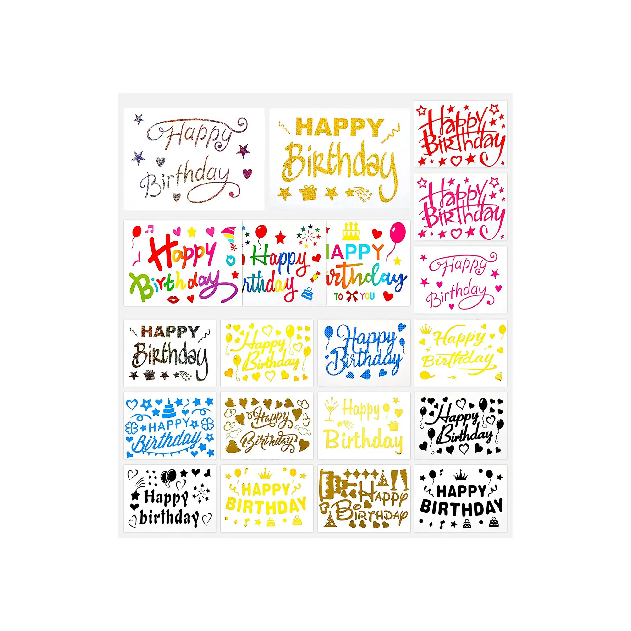 혼합 색상 생일 축하 스티커 축하 생일 파티 스티커 DIY 큰 보보 풍선 데칼 풍선 생일 장식