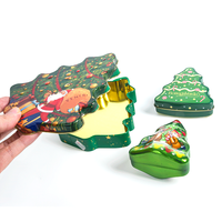 Boîte en fer blanc de Noël directe d'usine pour cadeau paquet de biscuits de bonbons pots en fer blanc de Noël personnalisés étain d'arbre de Noël en métal recyclable