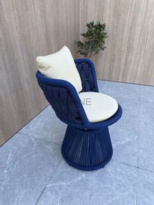 Fauteuil pivotant et confortable, corde tressée hautement élastique et coussin imperméable, 360° °   <span class=keywords><strong>Chaise</strong></span> <span class=keywords><strong>de</strong></span> jardin pivotante pour patio/terrasse/<span class=keywords><strong>bar</strong></span> extérieur - Product Image 2