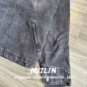 Custom High Quality Blank Acid Wash <b>Zip</b> <b>up</b> <b>Jackets</b> Distress Vintage Duck Canvas Work <b>Jackets</b> Men - Product Image 4