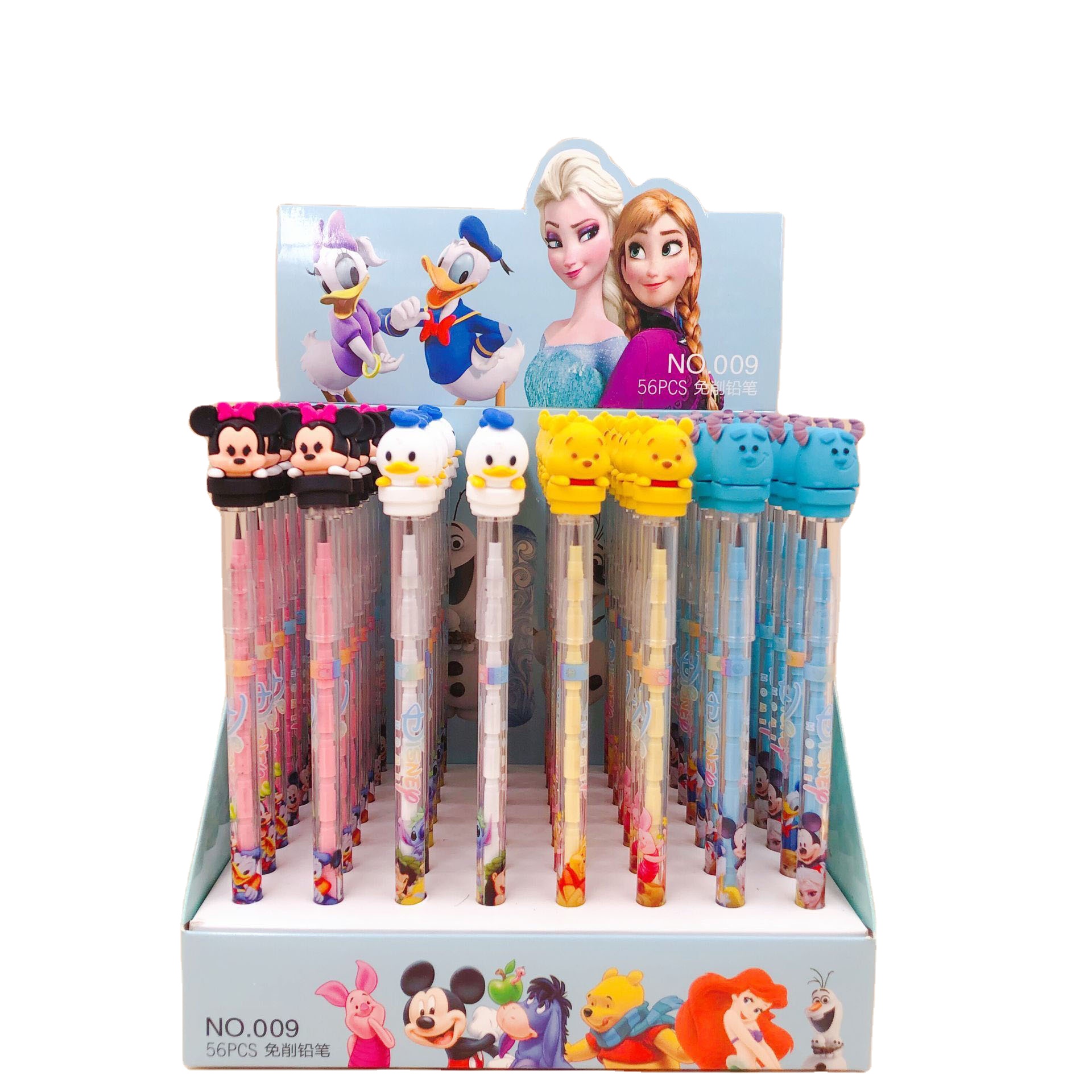 Карандаш силиконовый в Корейском стиле «Минни Дональд Дак», 56 шт. в коробке