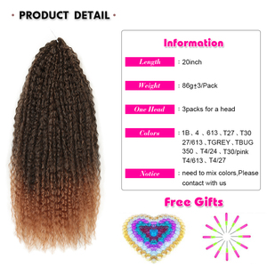 Brezilyalı örgüler saç <span class=keywords><strong>20</strong></span> inç Ombre sentetik örgü saç uzantıları Afro Kinky kıvırcık tığ örgüler saç r kadınlar için - Product Image 4