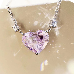 CAOSHI semplice Charm cuore taglio <span class=keywords><strong>cristallo</strong></span> <span class=keywords><strong>citrino</strong></span> imita Lab Diamond Engagement clavicola amante cuore zircone ciondolo collana - Product Image 4