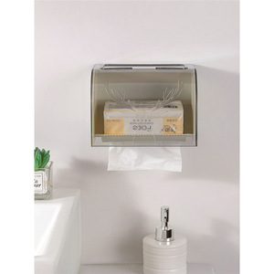 Porte-papier toilette transparent et étanche, boîte à mouchoirs rectangulaire auto-adhésive pour salle de bain, mouchoirs extractibles de taille standard - Product Image 5