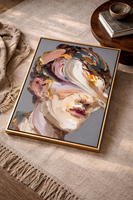 Peinture à l'huile abstraite au couteau à palette, portrait 3D texturé, visage moderne, art sur toile, décor mural peint à la main pour hôtel et maison