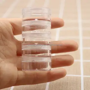 Frascos de plástico empilháveis 10g/10ml, frascos artesanais transparentes com tampa clara, enfeite de plástico