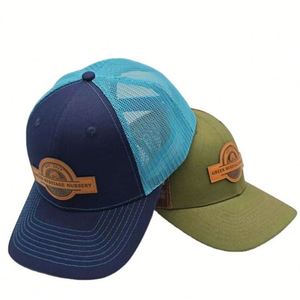 Wholesale Custom Adult 6 Panel Leather Patch Logo Mesh <b>Snap</b> Back Plain 112 Trucker <b>Cap</b> Hat - Product Image 2