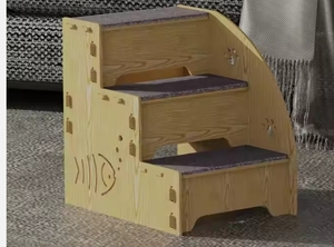 LuxuryPet, sofá moderno de madera maciza con diseño de rayas, <span class=keywords><strong>escalera</strong></span>, cama, accesorios <span class=keywords><strong>para</strong></span> mascotas al aire libre <span class=keywords><strong>para</strong></span> <span class=keywords><strong>perros</strong></span> de peluche, gatos ancianos, reptiles - Product Image 4