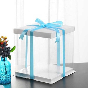Wholesale Foldable Square Minisize Birthday Transparent Double Layer PET Cake <b>Box</b> - Product Image 2