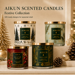 AIKUN OEM Solution Luxury Handmade Soy Wax Aromatherapy Multi-Color Christmas Glass <b>Candle</b> for Holiday Celebration Gift - Product Image 1